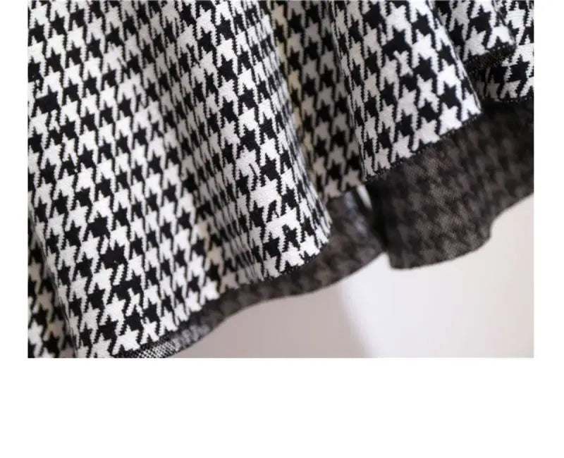 Trumpet Houndstooth Vintage High Waist Buttons Women's Skirt Korean Fashion Mermaid Mid-Calf Long Skirts For Women Spring voguable