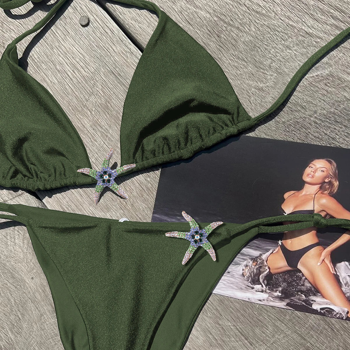 Shiny Star Bikinis Sexy Women Swimsuit Female Swimwear Bandeau Biquini Thong Triangle Swimming Suits Halter Bodysuit Beachwear voguable