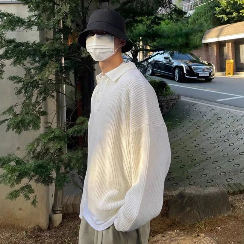 Voguable  T Shirts for Men Polo Black Baggy Male Clothes Knit Tops Full Sleeve Y2k Social Tee Winter Long Designer Funny One Piece F A Xl voguable