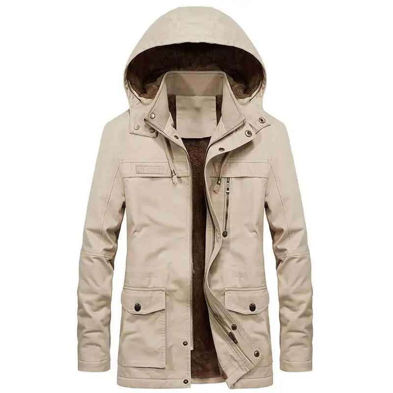 New Military Thick Warm Man Jacket Winter Parkas Casual Cotton Padded Jacket Male Multi-Pocket Fur Hoodies Men Coat Parka Hombre voguable