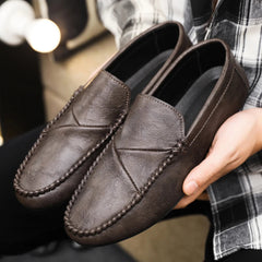 Voguable  Handmade Comfortable Men Loafers Fashion Spring Autumn Casual Leather Shoes Slip-On Business Driving Flat Soft Walking Shoes voguable