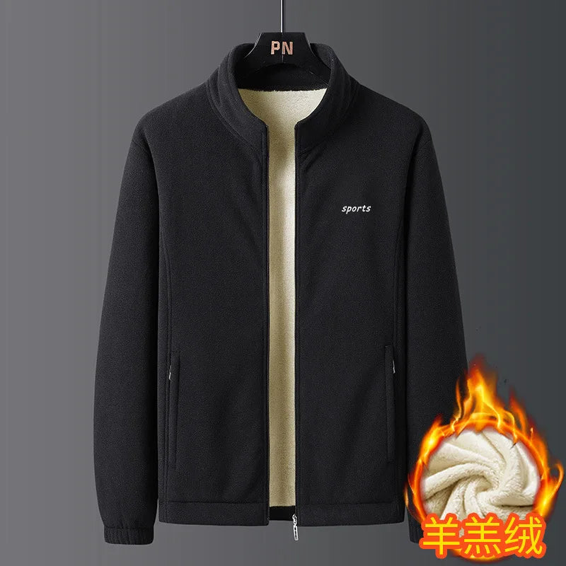 Mens Wool Liner Jackets New Winter Men Thicken Jacket Fleece Warm Stand Collar Men Outdoor Coats Casual Long Sleeve Outwear 5XL voguable