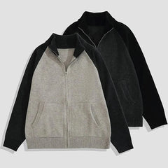 Autumn Men's Zipper Cardigan Jacket Casual Patchwork Stand Collar Long Sleeve Sweater Korean Premium Quality Knitted Outerwear voguable