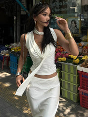 Solid Tank Summer New Women Sexy Sleeveless V-Neck Lady Top Fashion Bandage Streetwear Casual Slim Tank Elegant Knitted Clothing voguable