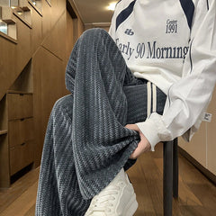 Voguable  New Jacquard Wide Leg Pants for Men with Elastic Waist Drawstring Loose Fit Casual Trousers plus Size M-XXXXXL Autumn Spring voguable