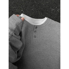 Spring Long Sleeved T-shirt Men Fashion Solid Color Checkered T Shirt Men Streetwear Korean Loose Round Neck T Shirt Mens Top voguable