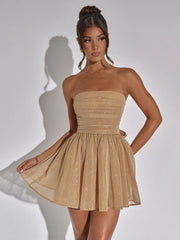 Sexy Mesh Double Layer Sleeveless Dress Women Zipper Tight Frills Shining Mini Female Elegant Party Club Evening Dress voguable