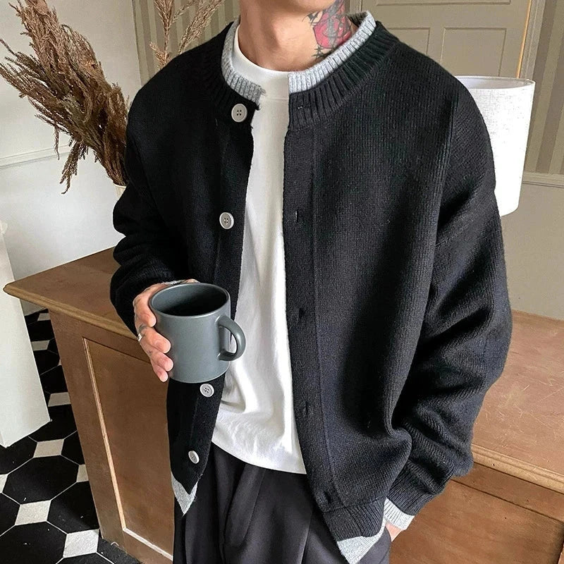 Old Money Vintage Cardigan Coat Light Luxury Knitted Lapel Long Sleeve Men Sweater Jacket Leisure Premium Quality Knitwear M-3XL voguable