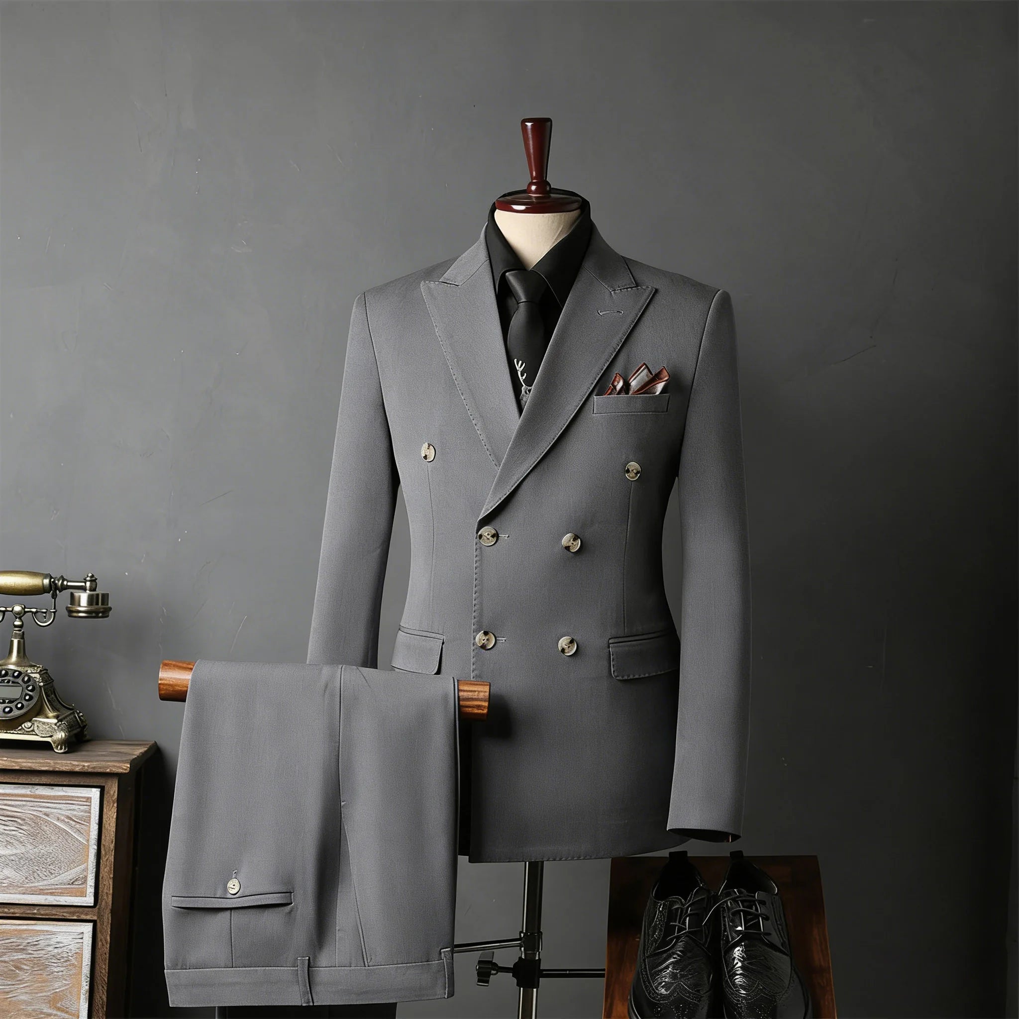 Voguable  New Classic Business Men's 2-Piece Suit Jacket Pants Slim Fit Groom Formal Event Men Clothing Temperament Wedding Dating Office voguable