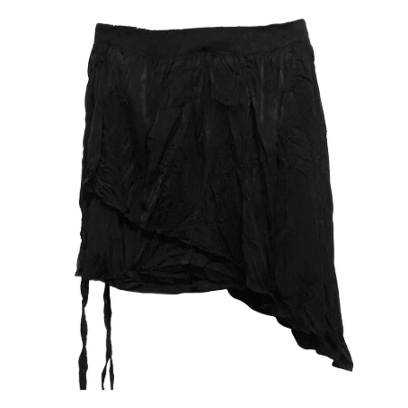 Voguable Korean Fashion Lace Up Irregular Solid Color A-line Skirt Women 2024 Spring New Street Style High Waist Pleated Casual Skirt voguable