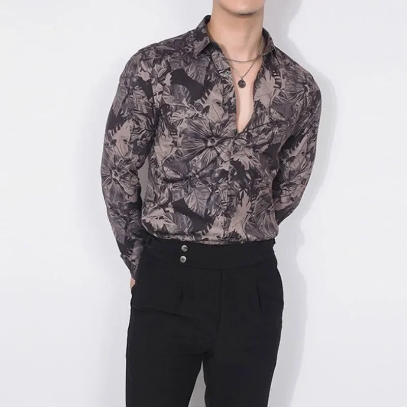 2024 KPOP Fashion Style Harajuku Slim Fit Ropa Hombre Loose Casual All Match Shirt Korean Style Pointed Collar Long Sleeve Blusa voguable