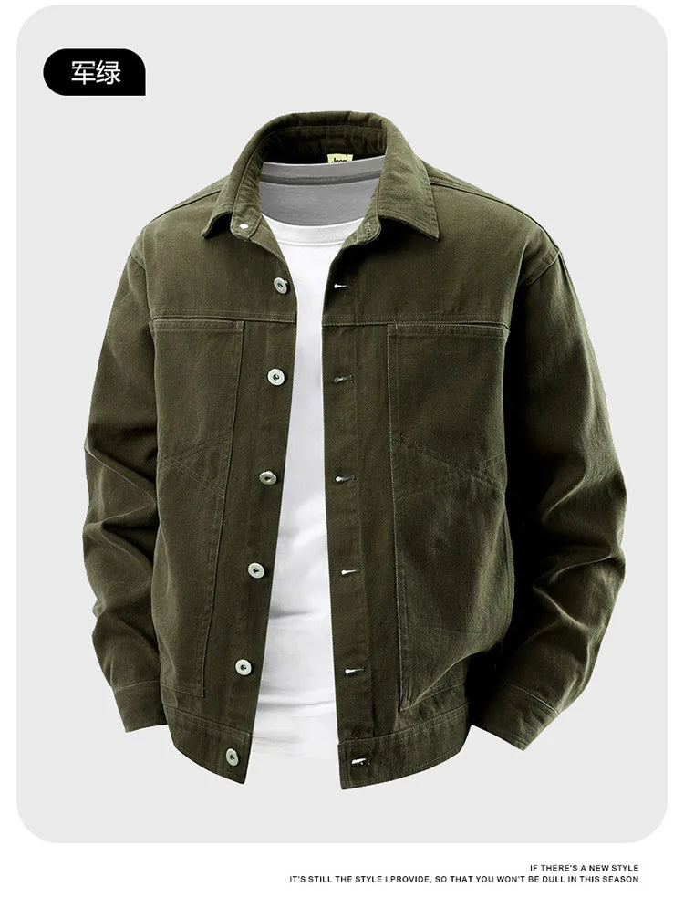 Male American Casual Jackets Versatile Lapel Collars Multiple Pockets Workwear Tops Solid Color High Quality Men's Clothing voguable