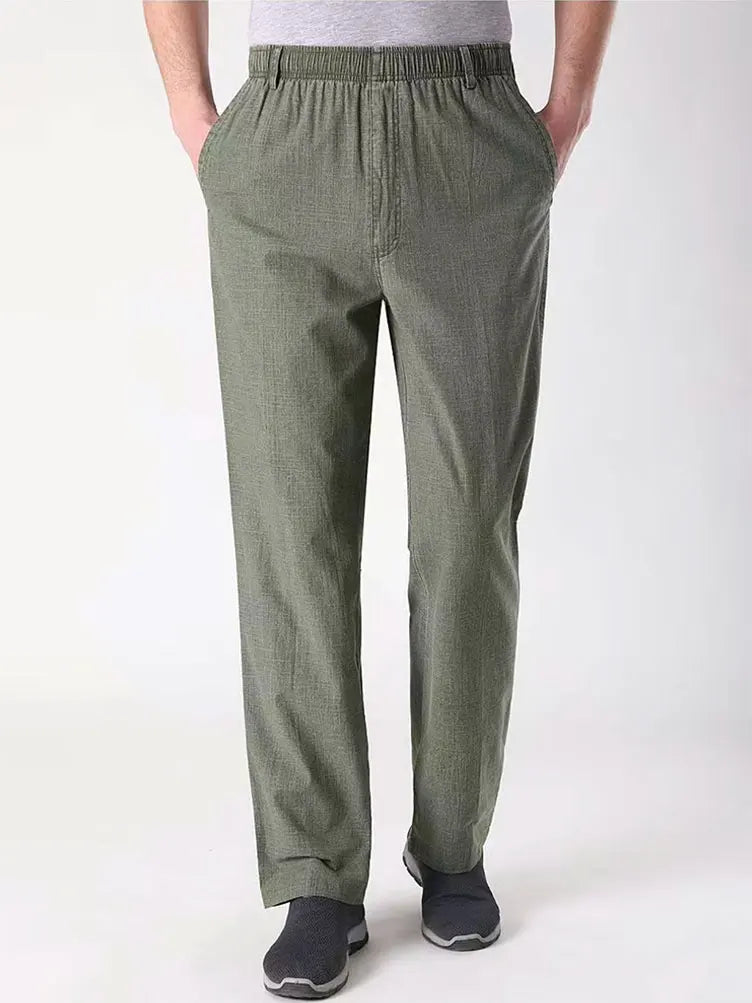 Voguable  Summer Linen Men Casual Pants Work Wear Office Thin Golf Straight Long Formal Suit Trousers Plus Size 5xl New voguable