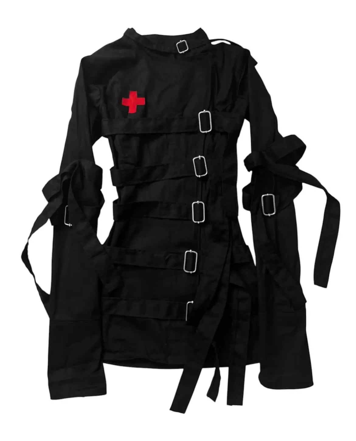Voguable  WomenBlack Hooded Parka Jacket with Big Faux Fur Collar Gothic Metal Buckle Zip Up Slim Fit Winter Warm Coat Streetwear Y2K voguable