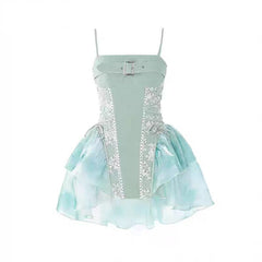 Voguable  Summer Sweet Lace Sleeveless Dress Women Ruffle Cute Skinny Backless Dresses Female Strappy Kawaii A Line Party Beach Clothing voguable