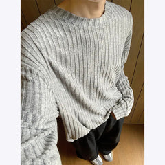 Autumn Long Sleeved T-shirt Men Oversized Fashion Casual Striped T Shirt Men Streetwear Korean Loose Round Neck Tshirt Mens Top voguable