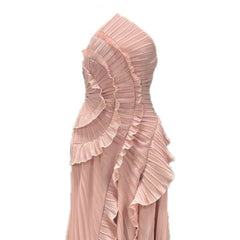 Fashion Folds Irregular Dress Women's Halterneck Sleeveless Tierred Casual Dresses 2025 Summer New Tide voguable