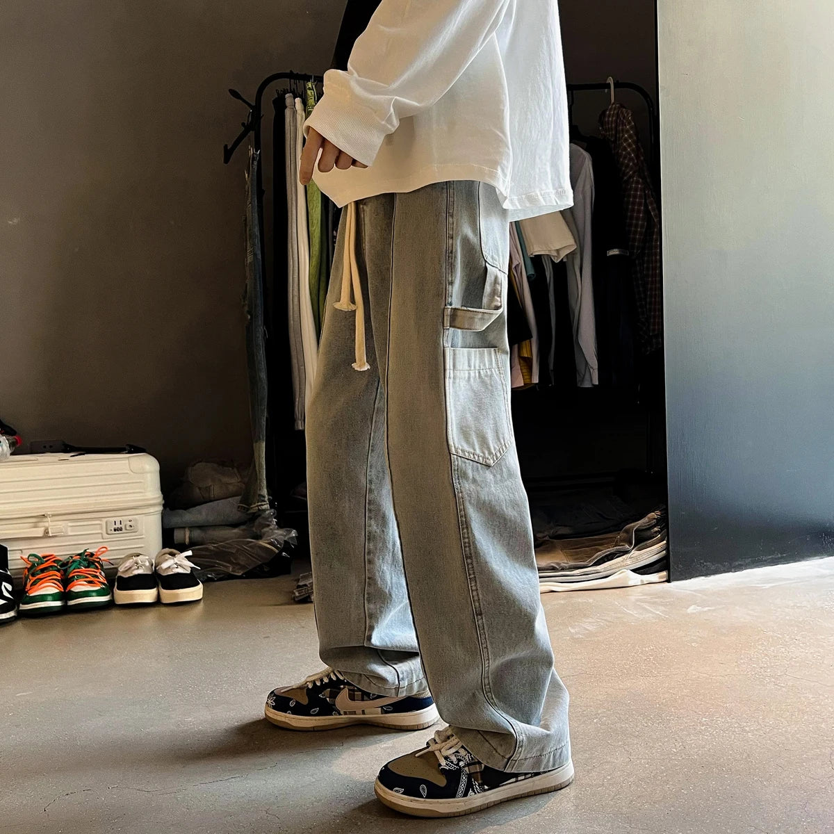 Loose Straight Men Jeans Fashion New Man Jeans Pants for boy Casual Baggy hip hop Men's Women's jeans Neutral Denim Trousers voguable