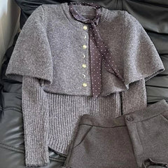 Korean Fashion Y2k Crop Tops Women cape sweater 2000s Vintage Lace-up T-shirts Outwear Chic long Sleeve Subculture Harajuku Tees voguable