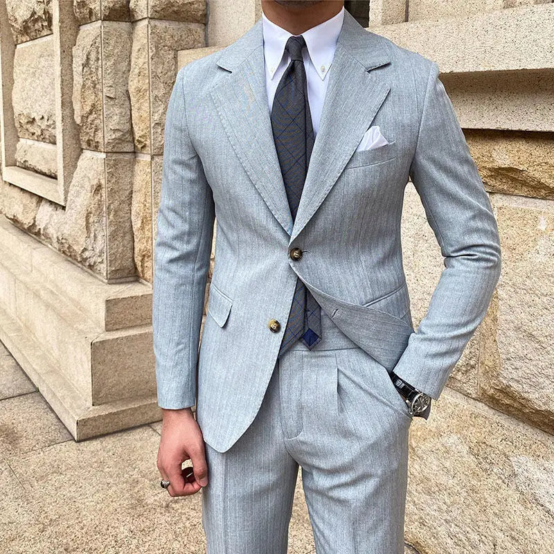 Voguable  7XL-XS (Jacket + Pants) Italian Style Luxury Striped Men Party Tuxedos Fashion Men's Wedding Social Slim Fit Suit 2 Piece Set voguable