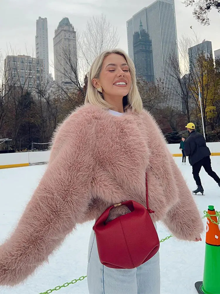 Women's Imitation Mink Fur Short Jacket 2024 New Winter Warm Faux Fur Coat Fashion Female Streetwear Outwear voguable