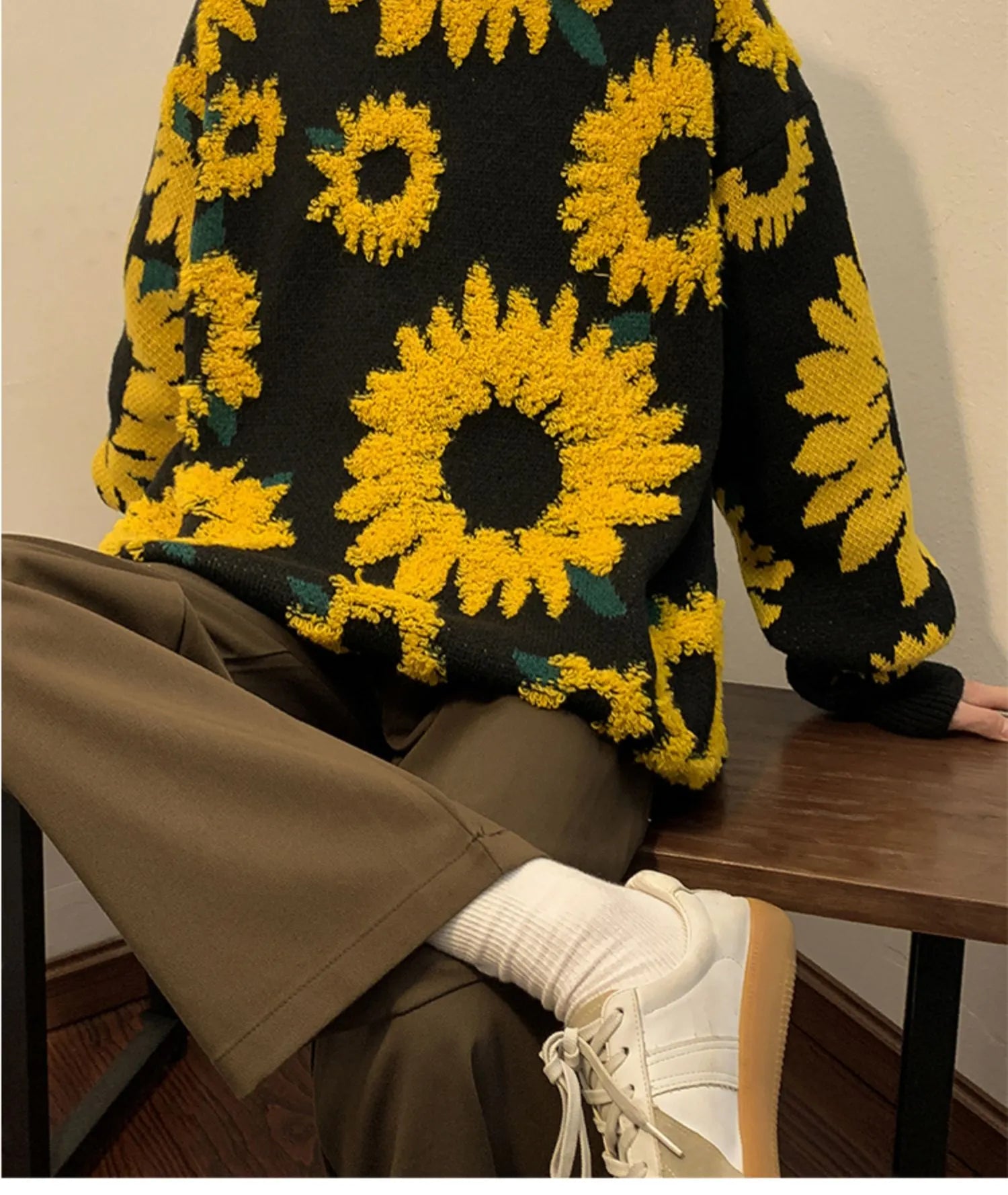 Winter Sunflower Warm Sweaters Male O-Neck Pullovers Sweater for Men Loose Casual Sweater Oversize Thick Knitted Couple Unisex