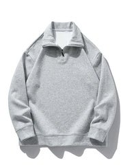 Autumn New Hoodies Men Korean Fashion 320G Heavy Cotton Long Sleeved Half Zip-Up Sweatshirts voguable