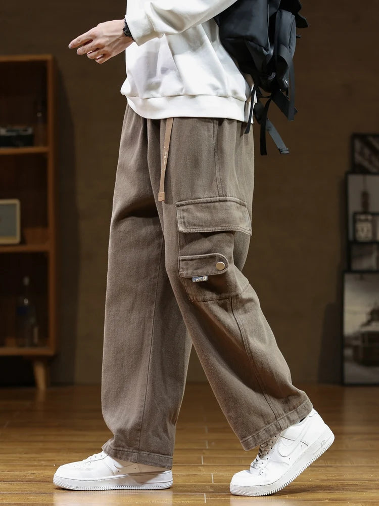 Autumn New Cargo Pants Men Multi-Pockets Cotton Casual Wide Pants Male Workwear Loose Straight Trousers Big Size 7XL 8XL voguable