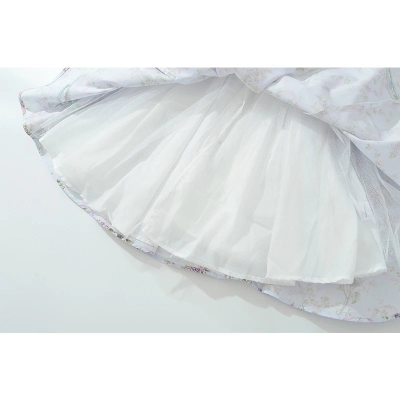 Floral Print Tank Mini Dress Women Lace Spliced O Neck Sleeveless A-line Holiday Casual Summer Dresses Party Robe voguable