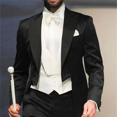 Voguable  3 Pieces  Jacket +Pants +Vest Italian Gentleman Style Wedding Man Long Tail Coat Groom Prom Tuxedos Formal Mens Suits voguable