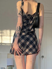 Sundress Plaid Slim Preppy Style Dress mysite
