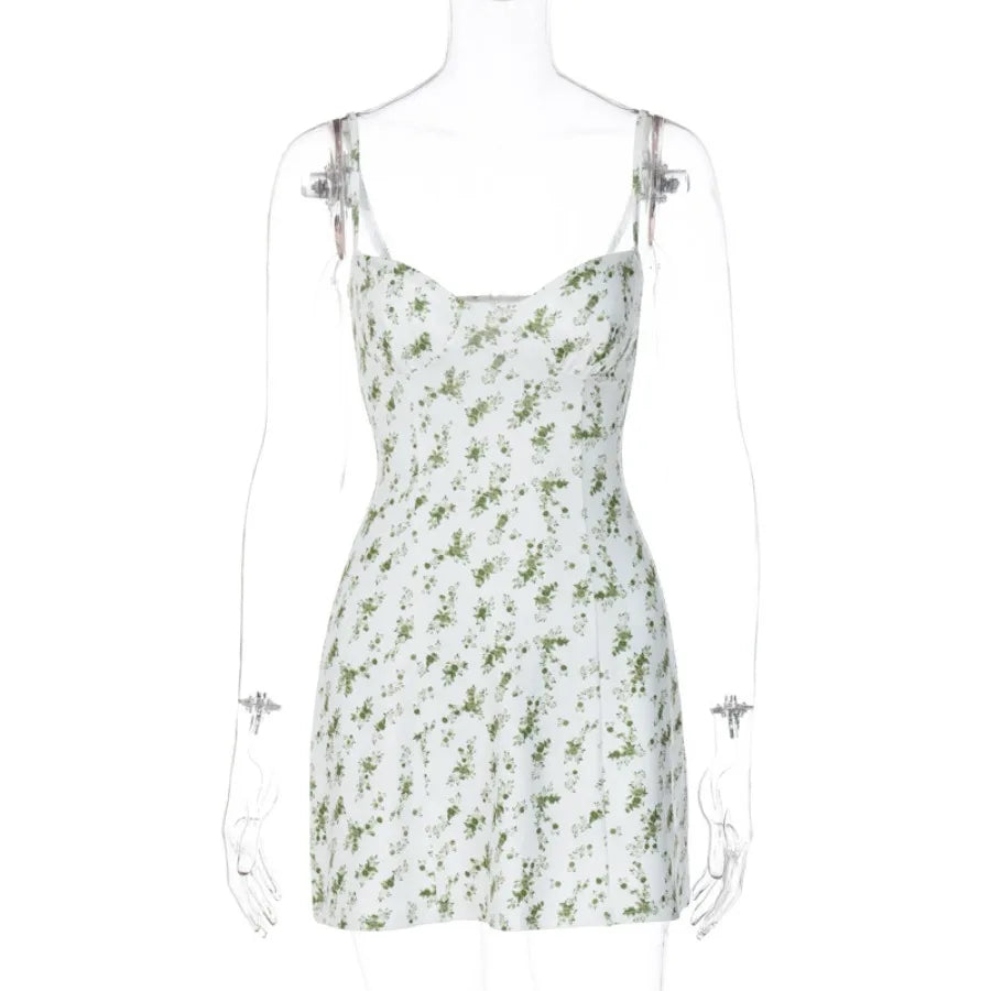 Voguable  Europe and America summer hot goods new style small floral short skirt sling dress    women's dress one piece o voguable