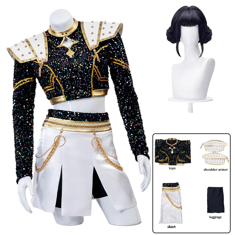 KPop Zoey Cosplay Costume Wig Shoes Black Coat Singing Suit Song-Promotion Costume Women Halloween Party Role Playing Outfit voguable