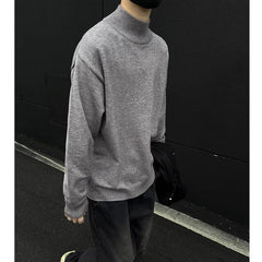 Men's Light Luxury Knit Mock Neck Sweater Autumn Winter Fashion Korean Long Sleeve Streetwear Leisure All-match Knitwear voguable