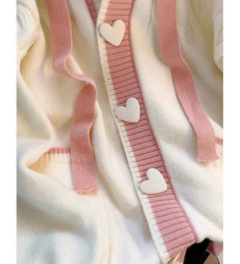 Cute Sweet Cardigan Sweaters Women Lazy Wind White Knitted Coats Long Sleeve Loose Female Japan Kawaii Elegant Hooded Tops voguable