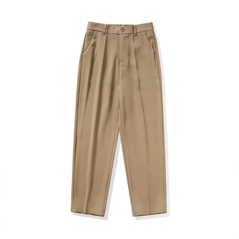 Voguable Solid Color Suit Pants Men Fashion Society Men Dress Pants Korean Loose Straight Wide Leg Pants Men Office Formal Trousers voguable