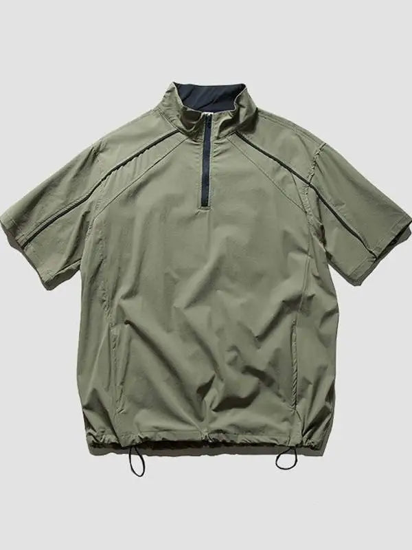 Voguable  Summer Outdoor Sports Men's Casual Faionable f Zipper ort Sve Stand Collar Cycling T-irt Top for Men And Women voguable