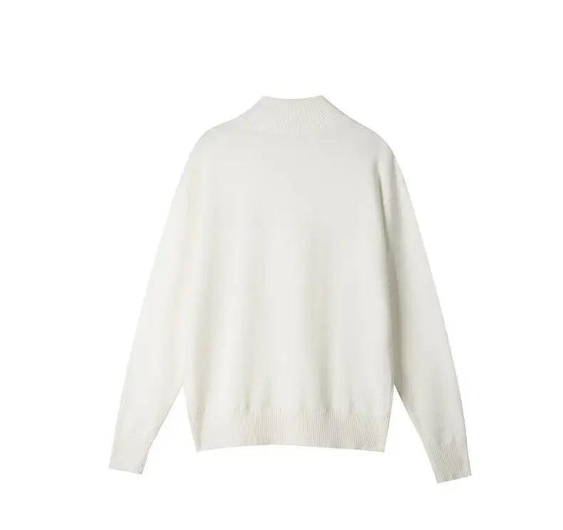 Men's Light Luxury Knit Mock Neck Sweater Autumn Winter Fashion Korean Long Sleeve Streetwear Leisure All-match Knitwear voguable