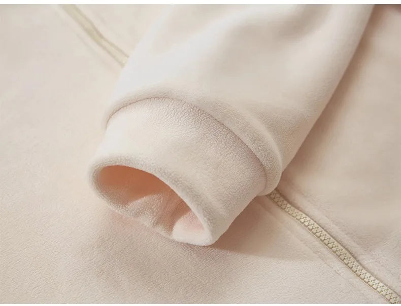 Women Zip Hoodie Thicken Fuzzy Fleece Sweatshirts Lamb Wool Zipper Thickened Oversize White Stand Collar Coats Soft Outerwear voguable