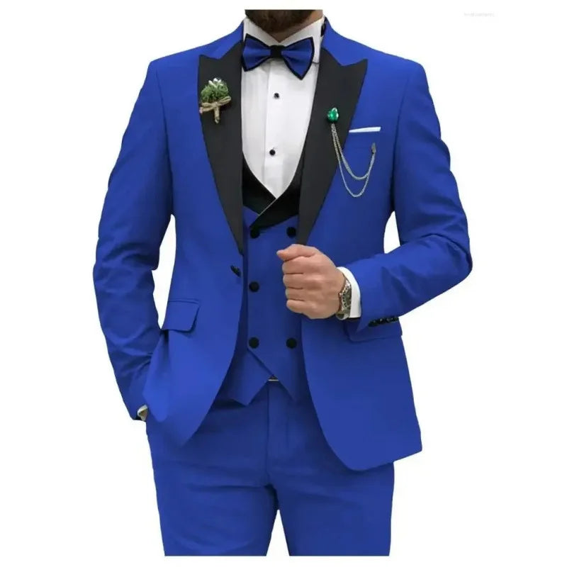 Voguable  New Slim Men's Suit 3-Piece Set Jacket +Vest+ Pant Wedding Party Men Blazer Coat Luxury voguable