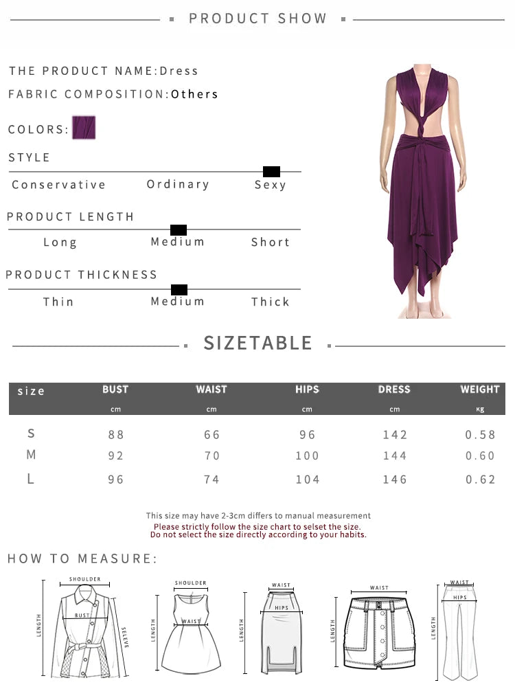 Voguable  Braid Waistless Dress Women Peach Buttocks Backless Patchwork Summer Vacation Elegant Irregular Hem Party Vestidos voguable