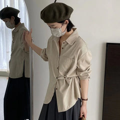 Voguable Vintage Striped Long Sleeve Shirt Woman Oversized Button Up Blouses Japanese Style Harajuku Fashion Spring Casual 2024 voguable