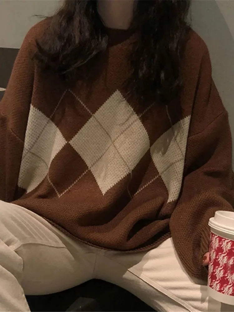 Women Knitted Sweater Fashion Oversized Pullovers Ladies Winter Loose Sweater Korean College Style Women Jumper Sueter voguable