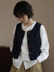 Y2K Retro Harajuku Denim Vest Women Slim Streetwear American Vintage Vest Jacket Fall O Neck Sleeveless Female Solid Vest Tops voguable
