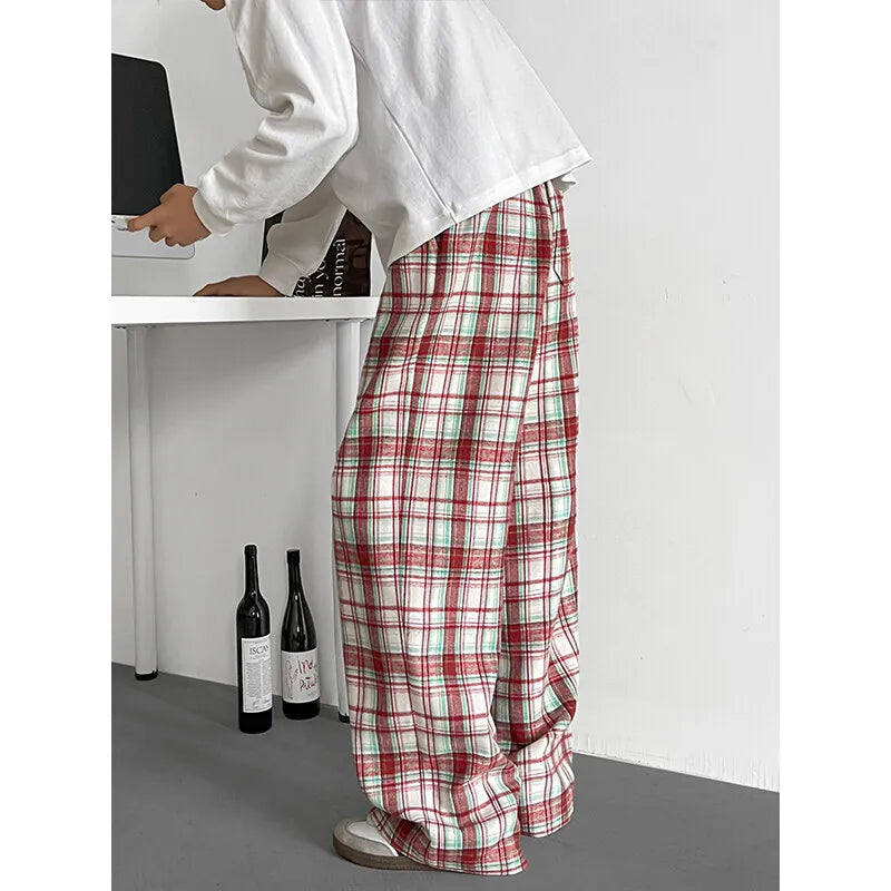 Summer Casual Pants Men Oversized Retro Plaid Pants Men Streetwear Hip-hop Loose Wide Leg Pants Mens Trousers Plus Size 5XL voguable