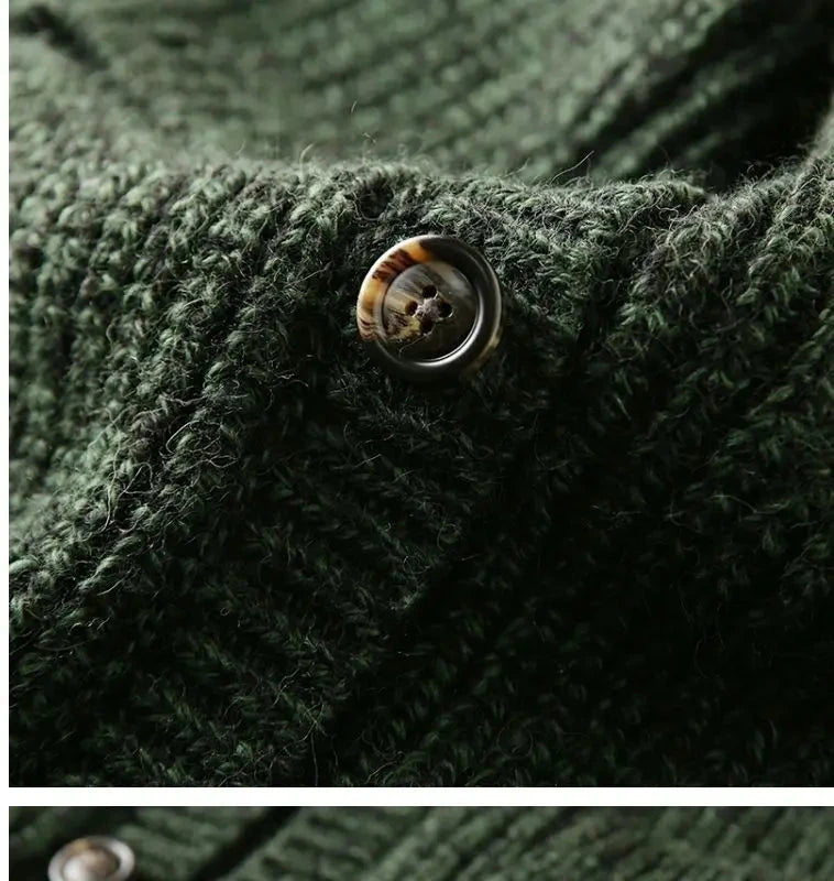 American High-end Knit Cardigan Men's Stand Collar Sweater Cardigan Korean 2025 New Spring Autumn New Sweater Button Jacket Chic voguable