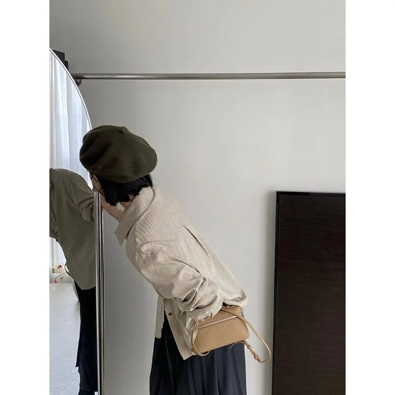 Voguable Vintage Striped Long Sleeve Shirt Woman Oversized Button Up Blouses Japanese Style Harajuku Fashion Spring Casual 2024 voguable