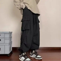Voguable  Spring and Autumn High Street Work Men's Thin Straight Wide Legs Fashion Trendy Sports Pants voguable