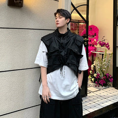 High Quality Personality Original Niche Design Men's Casual Sleeveless Vest  Trendy Street Wear Tops Waistcoat Stylish voguable
