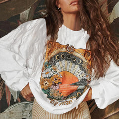 Women Sweatshirt Fashion Print Spring Autumn Cotton Loose Hoodies Casual Streetwear Long Sleeve Female O-neck Pullovers voguable